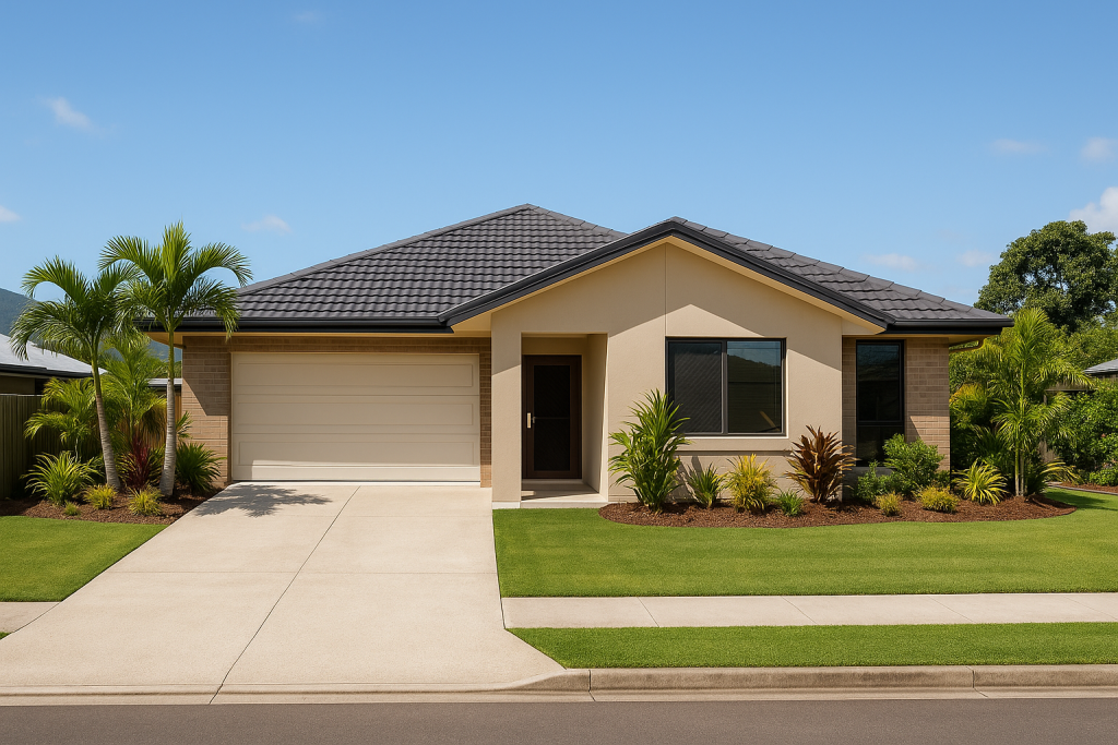 Completed new home build in Cairns representing website design for building trade lead pre-qualification